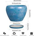 Ceramicfor 10 Inch Planter Pot, Ceramic Pots for Plants with Drainage, Blue - Image 3