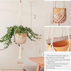 Hanging Planter with Patterns,4Packs Macrame Plant Hangers Indoor Macrame for up to 8 inch Pot Crochet Boho Plant Hanger Holder for Indoor Outdoor with 4 Stainless Steel Hooks (4Pcs White Colors) - Image 3