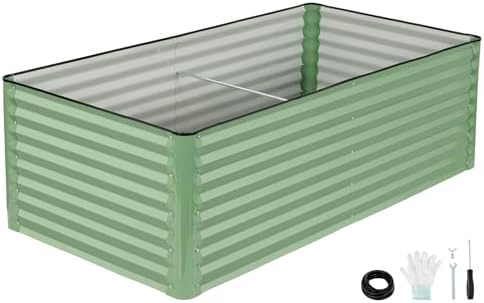 6x3x2 Ft Galvanized Steel Raised Garden Bed, Green, 1 Pack by IGOHEALS-Akindofmagic