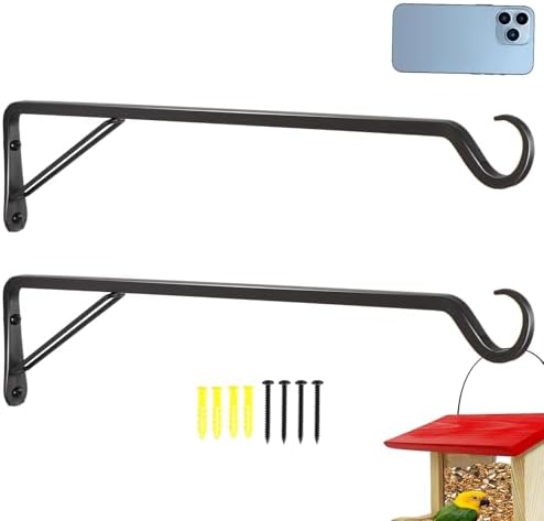 AILIN YELOKIE 2 Pack Extra Long 21 Inch Heavy-Duty Rust-Resistant Solid Steel Plant Hangers and Bird Feeder Hangers for Indoor and Outdoor Decor, Wall Hooks by YELOKIE