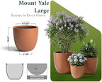 DTY Mount Yale 19.7" D x 18.9" H (Pot Opening 15.4") Fiberstone Planter with Drainage Hole, Weather Resistant for Indoor and Outdoor, 2 Extra Coco Mats - Terracotta, Large - Image 7