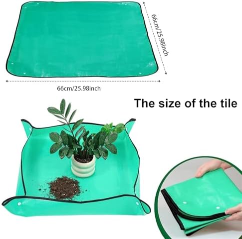 Waterproof Foldable Planting Mat Garden Potting Pad for Plant Flower Pot Transplanting Plants for Indoor Plant Repotting(Green 100cmx100cm) - Image 2