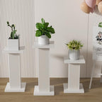 Fsbecl 3Pcs White Fluted Square Wooden Plant Pedestal Display Stands - Image 7