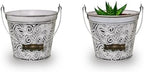 Headwind Vintage Floral Metal Planter with Handle, 12-Inch, Rustic White – Metal Flower Pot & Decorative Bucket Planter, Rustic Metal Outdoor Planter with Drainage Hole for Indoor Plants & Outdoor Gar - Image 7