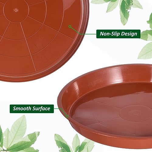 PATIKIL 4 Pack Large Plastic Plant Saucer, 22 Inch Plant Tray for Pots Round Plant Dish Plant Drip Trays Water Tray for Indoors Outdoors Garden, Red - Image 3