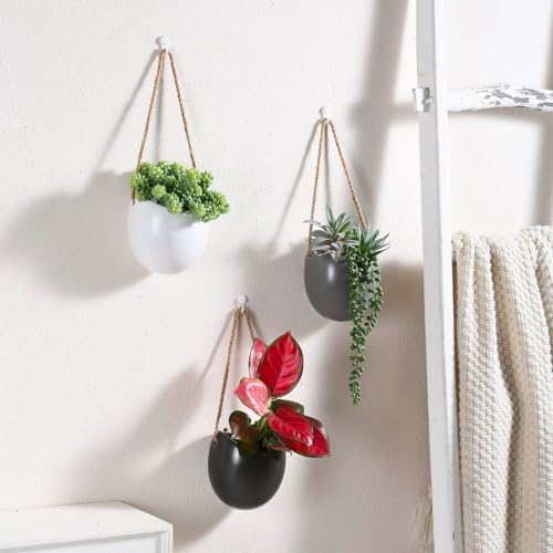 4 to 5 inch Ceramic Planters Wall Hanging Vases Decor - Set of 3 - Image 3