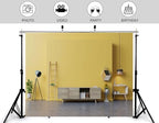 10x8ft Fabric Mustard Yellow Wall Living Room Backdrop Light Wood Sideboard Bamboo Ladder Green Plant Geometric Wall Shelf Interior Background Party Home Decorations Photo Booth Props - Image 4