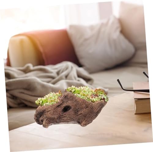 Milisten Vintage Cement Tree Stump Planter Retro Decorative Pot for Plants - Image 7