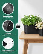 vensovo 10 Pcs Metal Railing Planters Set, 10.8" Oval & 3.9" Round Hanging Flower Pots with Detachable Hooks, Black Fence Planter Baskets for Outdoor Plants, Herbs & Succulents, Garden Decor - Image 3