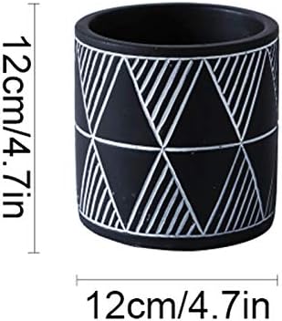 Flower Pot Plant Pot Cement Flower Planters Indoor Modern Succulents Containers with Drain Hole Saucer Decorate Home Office Outdoor Planter Pot(Gris,B) - Image 2