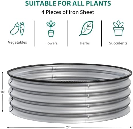 2×1.5FT Compact Round Raw Galvanized Metal Raised Garden Bed - Image 2