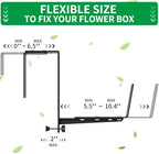 Window Box Brackets, Adjustable Planter Box Brackets, Heavy Duty Iron Flower Box Brackets for Railings, with Enhanced Bottom Support - Perfect for Balconies, Fences, and Gardens (Black, 2 Pack) - Image 2