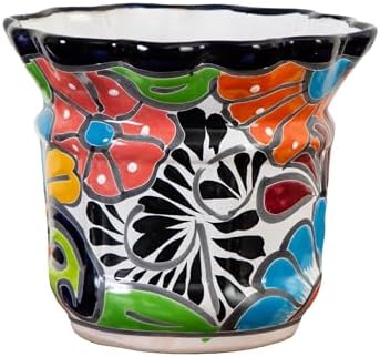 Nearly Natural 7 in x 8 in Hand-Painted Mexican Talavera Ceramic Planter by NearlyNatural