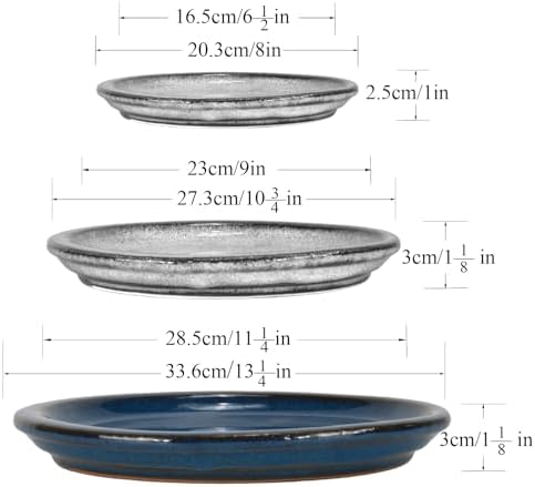 W&W Ceramic Plant Saucer - Plant Trays for Indoor Pots(Blue, 13 inches, 2 Packs) - Image 3