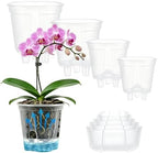 Cdd's Path Self Watering Pots Set with Deep Water Tank, Large Drainage Holes, Reservoir & Air Pipes, 5/6/7/8 Inch Naked Root Planter for Indoor Outdoor Plants, Flowers, Seedlings, Clear, 4 Pack by Unknown