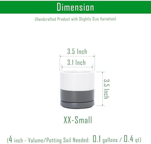 D'vine Dev 4-Pack Ceramic Pots with Saucers, White/Grey, 3.5 in, 94-X-A-6 - Image 2