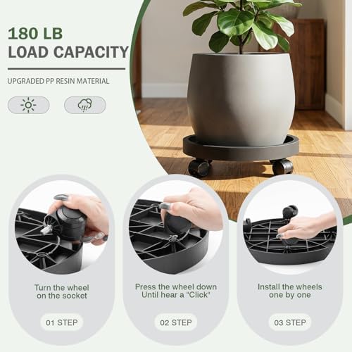 2 Pack Plant Caddy with Wheels, 12.6 inch Rolling Plant Stands - Image 4