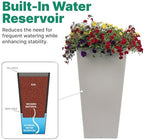 Step2 Tremont Tall Square Planter Pot, Large Outside All-Season All-Weather Gardening Pot for Patio and Front Porch, Concrete, 2-Pack - Image 6