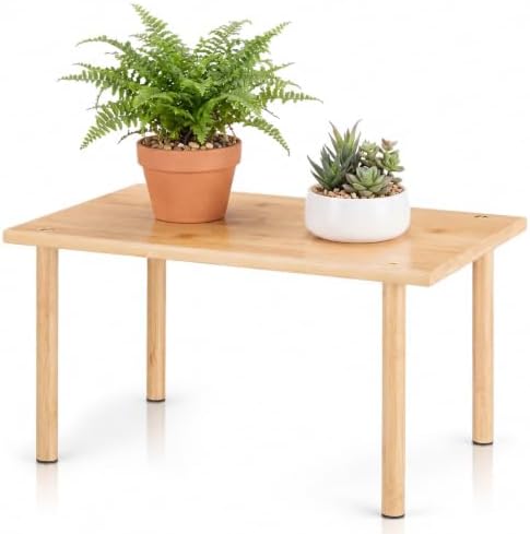 RattanView 16 Inch Bamboo Wood Display Riser 4-leg Plant Stand by RattanView