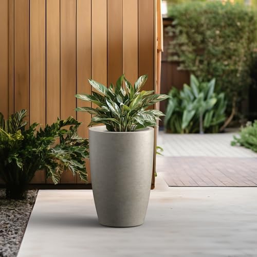 Kante Small Round Tapered Weathered Concrete Planter 18.1" Tall, Outdoor - Image 5
