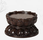 Round Wooden Ebony Lotus Base Buddha Statue Sculpture Stand - Image 3