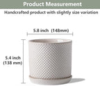 5.8 Inch Ceramic Plant Pot with Drainage Hole & Separate Saucer - Image 2