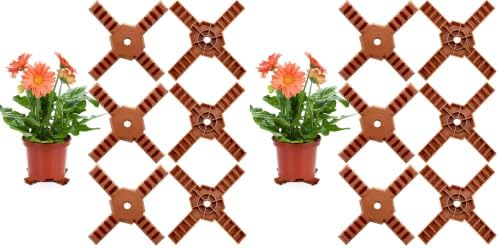 Panelee 6 Pcs Plant Pot Stand Riser 12 inch Plastic Under Plant Stand Adjustable Cuttable Prevent Water Damage for Outdoor Indoor Pot Holder Garden Patio(Brown) (Pack of 2) by Panelee