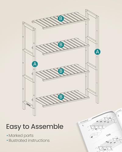 SONGMICS 4-Tier Bamboo Shelf, Freestanding Bathroom Storage Rack - Image 7