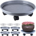 Circloophs 5 Packs Plastic Plant Caddy with Wheels 12 Inches Heavy-duty Rolling Plant Stands with Casters Plant Roller Base for Moving Heavy Plant Pots Indoor and Outdoor Plant Mover Saucers, Grey by Circloophs