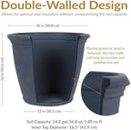 Sunnydaze Anjelica 20'' Large Plastic Planter Pot for Plants, Slate - Image 6