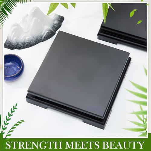 Chunful 2 Pcs 6.7 x 6.7 x 2'' Wooden Display Pedestal Stand, Black - Image 4