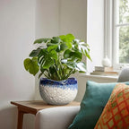 Ceramic Planter 8 Inch, Ceramic Plant Pots Indoor, Beige-Blue - Image 3