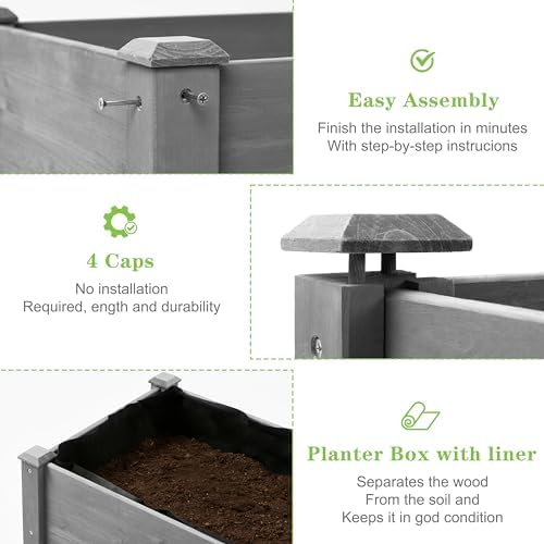 Raised Garden Bed with Legs, 48×24×30 Cedar Wood Elevated Planter Box - Image 6
