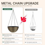 ZMTECH 2 Pack 12 Inch Rattan-Look Hanging Planter Baskets for Indoor Outdoor Plants, Hanging Flower Pots with Drainage Plug & Metal Chain,Hanging Basket for Porch Patio Garden Decor Bronze - Image 5