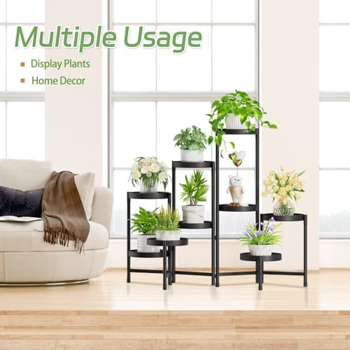 iDavosic.ly Plant Stand Indoor Outdoor, 9 Tier Metal Corner Shelf, Black - Image 5