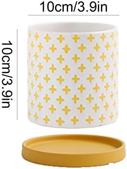 Pot Flower Pots Plant Pots with Drainage Hole and Saucer Round Ceramic Indoor Planter Modern Decorative Gardening Pot Suitable for Indoor and Outdoor Flower Plant Pots (Color : Green, Size : A) - Image 2