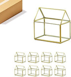 WGVI WGV Geometric Planter Terrarium Bulk, Width 6" x 3.5" Height 6" Clear Glass Gold Frame DIY Succulent air Plant Miniature Fairy Garden Windowsill Tabletop Decor, House 8 Pieces by WGVInternational-OpusGlassware