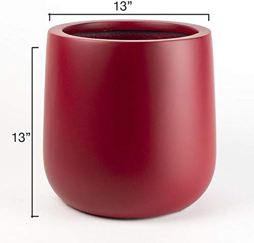 Fiberglass Planter |Matte Colors | Round Bottom| Indoor & Outdoor Planter |Heat Resistant | Premium Fiberglass | Red | Perfect Gift | Office and Home décor | 13" H by 13" D - Image 3