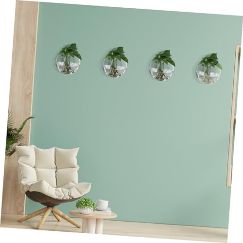 Sosoport 4pcs Wall Planters for Indoor Plants Glass Globe Propagation Station with Rounded Hydroponic Vases Water Plants Holder Decorative Terrarium for Home Office Living Room Decor - Image 5