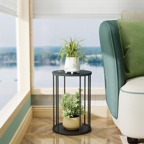 Plant Stand Indoor,small plant stool,Flower Pot Corner stand holder,Mid Century Heavy Duty Metal Tall Home Decor,Modern Round End Table,Small Rustic Display Stand for Living Room,Bedroom(Black,18In) - Image 7