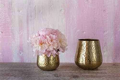 Hux Metal Pot for Plant and Flowers | Gold Metal Vase Decor for Home or Office l Indoor and Outdoor Planter for Any Event Decoration (6"x 6.5") (73121) - Image 3