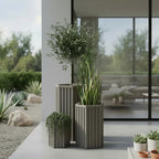 Hexagon Column Planters, 22 Inch, Brown Grey - Image 3