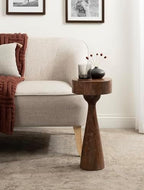 Kate and Laurel Solbrett Transitional Sophisticated Drink Table; 10 x 10 x 22; Walnut Brown; Mid-Century Sculptural Bedroom Nightstand with Unique Pedestal Table Design for Use as Indoor Plant Stand - Image 2