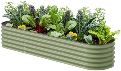 Vego garden Raised Garden Bed Kits, 17" Tall 9 in 1 8ft X 2ft Metal Raised Planter Bed for Vegetables Flowers Ground Planter Box-Olive Green by Unknown