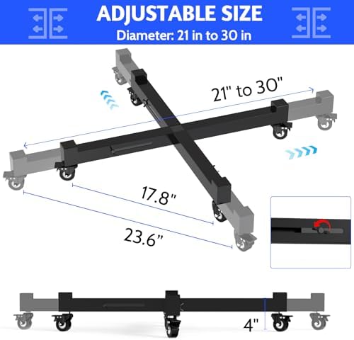 Plant Caddy With Wheels, 21" to 30" Heavy Duty Rolling Plant Dolly, Metal Plant Stand With 4 Lockable Caster Wheels, For Indoor Outdoor Large Pots Planter, Holds Up to 500 Lbs, Black Moving Dolly - Image 2