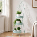 Metal 3-Tier Ladder Corner Plant Stand Green Flower Pot Rack by Chonsun