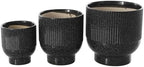 Deco 79 Ceramic Indoor Outdoor Planter Speckled Small Planter Pot with Linear Grooves and Tapered Bases, Set of 3 Planters 9", 8", 6"H, Black - Image 3