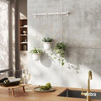Umbra Triflora Hanging Planter, Indoor Herb Garden, Set of 3, White/Brass - Image 2