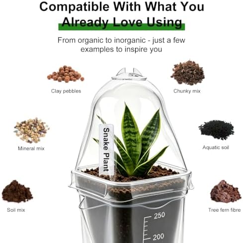 12 Pcs Self Watering Pots with Humidity Dome for Indoor Plants - Small Clear Propagation Cups, Plastic Tissue Culture Acclimation Kit for African Violet, Succulent, Alocasia, Hoya （Clear） - Image 4