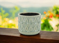 HomeRoots 487455 7 in. Green Geometric Ceramic Indoor & Outdoor Round Pot Planter by Unknown